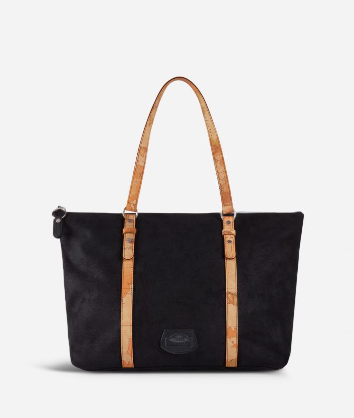 Shopping bag in fabric suede effect Black