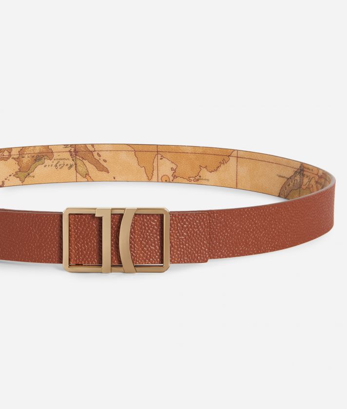 Urban Way reversible belt in caviar embossed synth fabric terracotta brown
