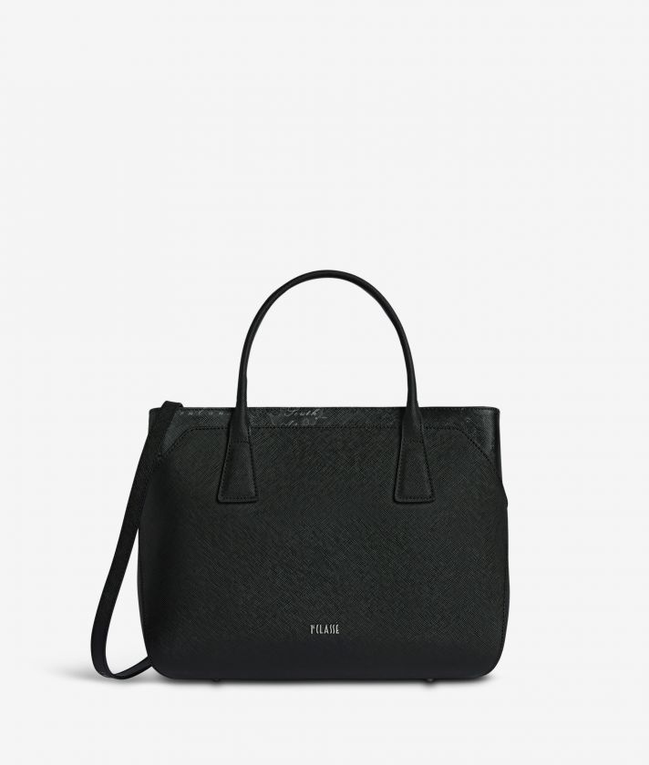 Palace City handbag in saffiano fabric black
