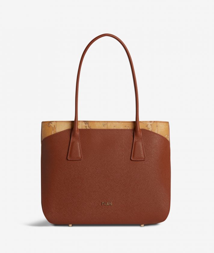 Palace City medium shopping bag in saffiano fabric terracotta brown