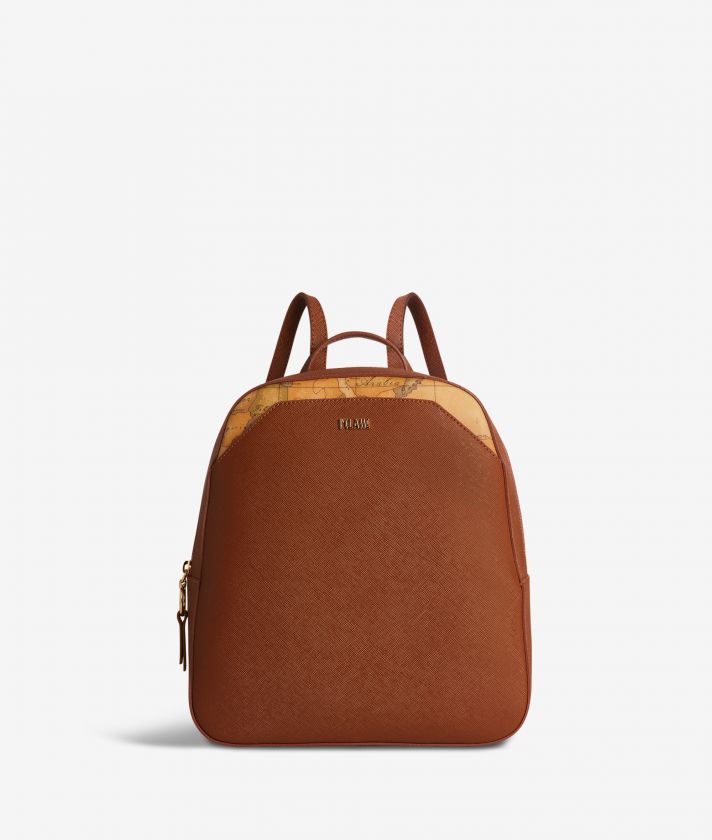 Palace City backpack in saffiano fabric terracotta brown