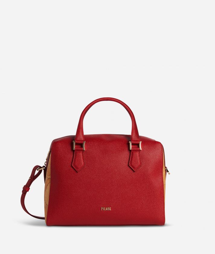 Urban Way satchel bag in caviar embossed synth fabric scarlet red