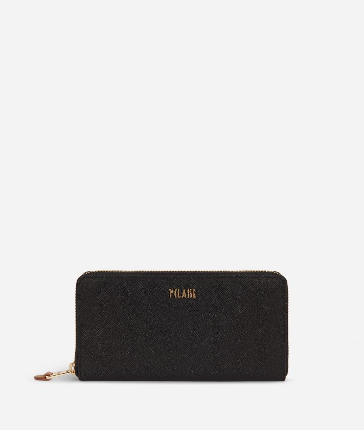 Palace City Ziparound wallet in saffiano fabric Black