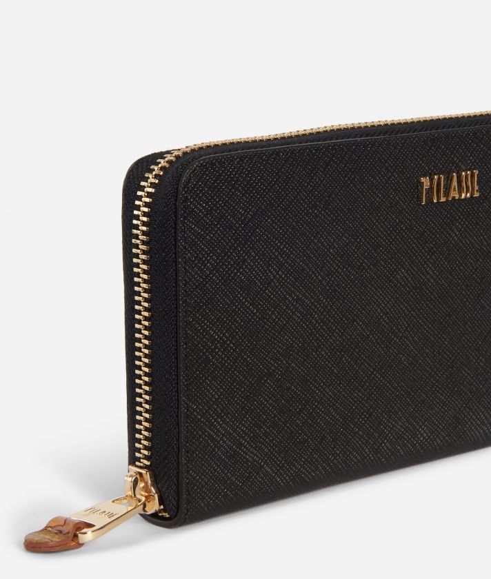 Palace City Ziparound wallet in saffiano fabric Black