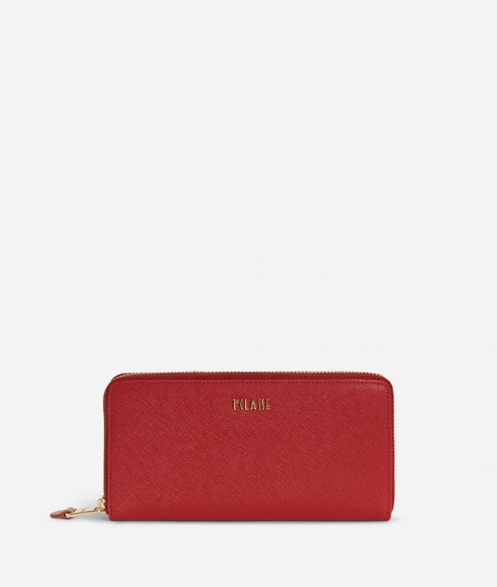 Palace City Ziparound wallet in saffiano fabric Red