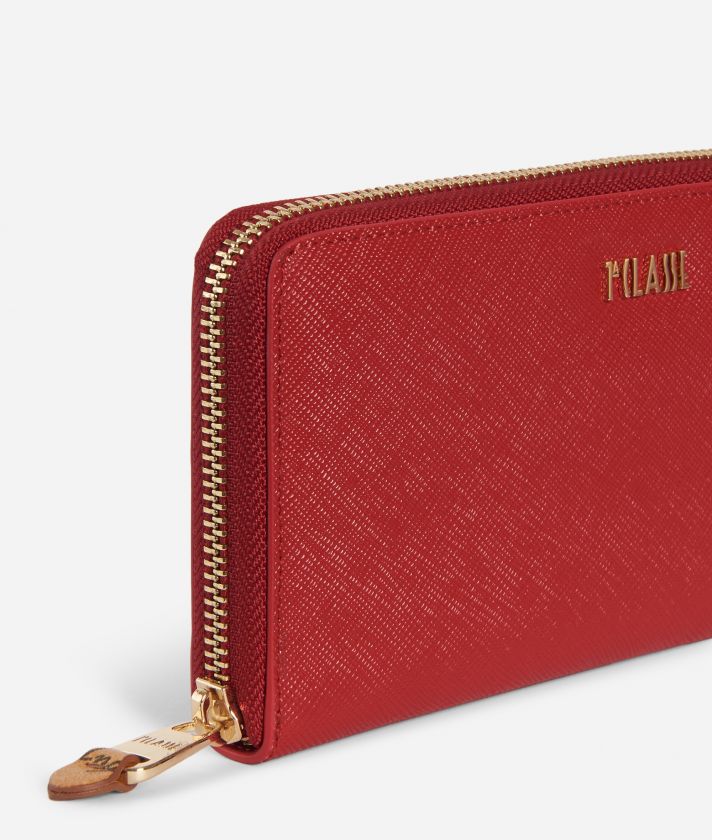 Palace City Ziparound wallet in saffiano fabric Red