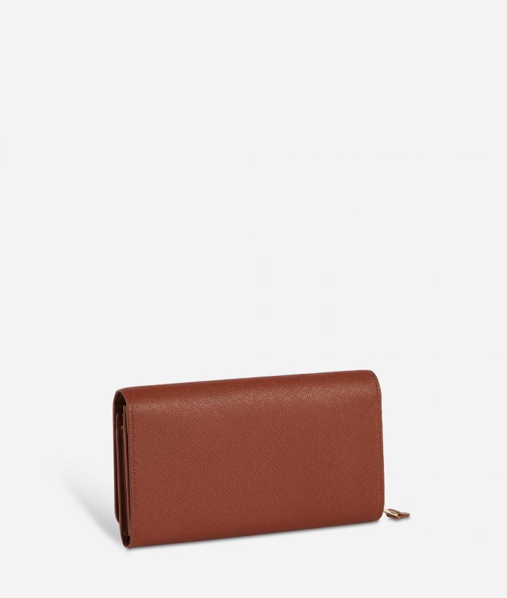Palace City wallet in saffiano fabric Brown