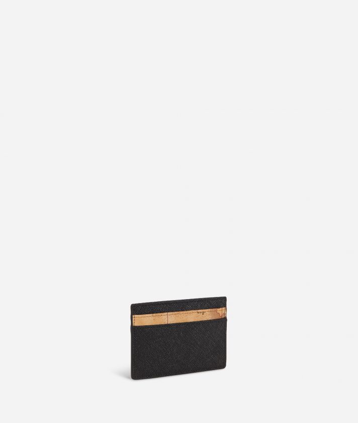 Palace City card holder in saffiano fabric Black