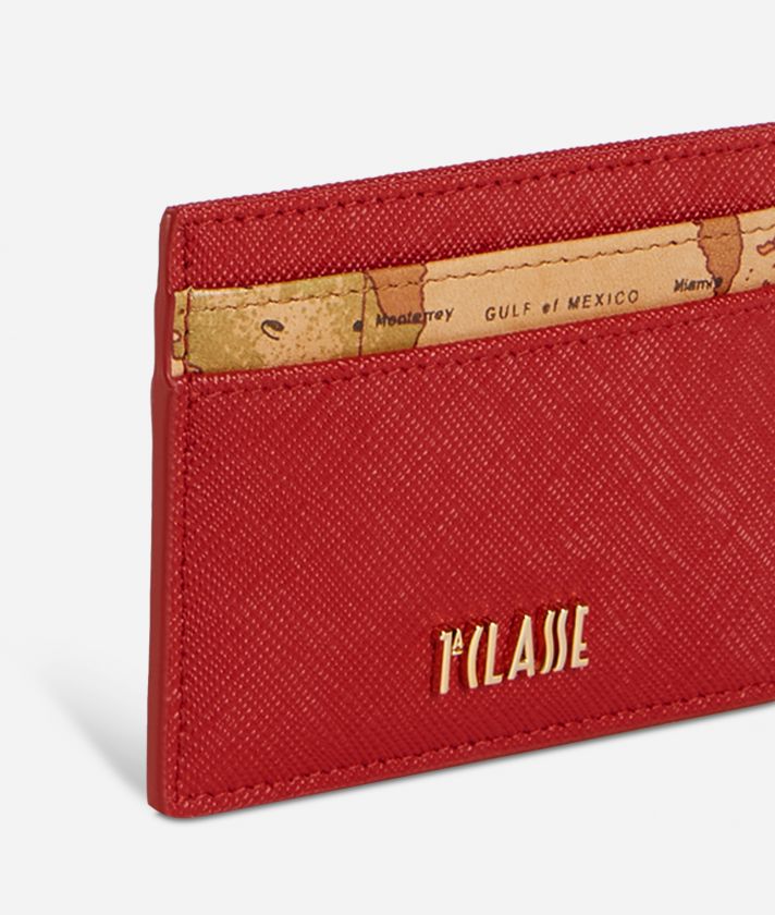 Palace City card holder in saffiano fabric Red
