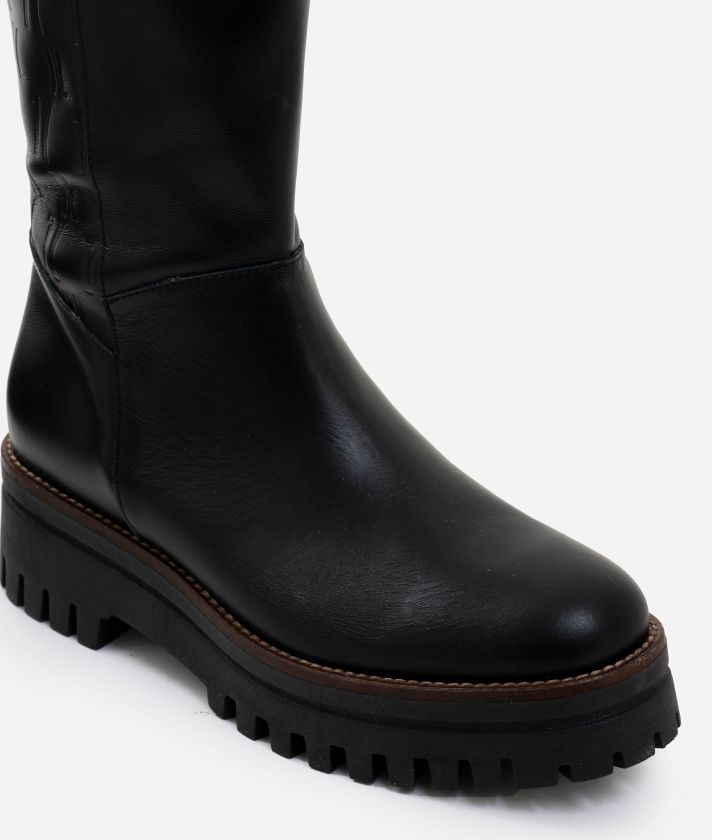Boots in leather embossed 1C Black 