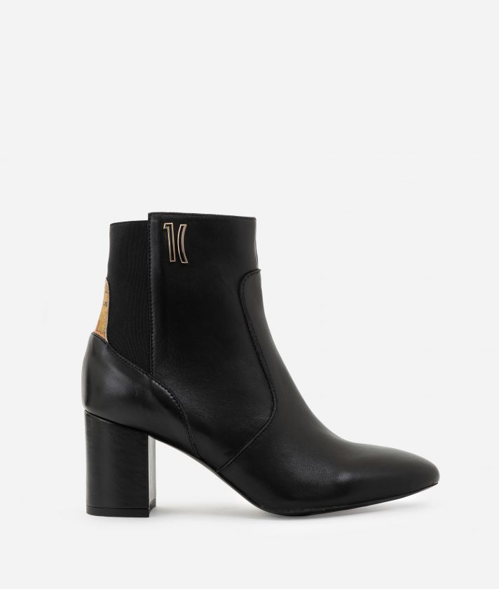 Ankle boots in leather with 1C logo Black 