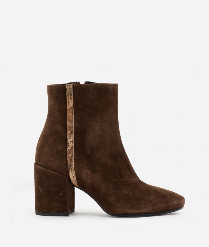 Ankle boots in suede leather brown