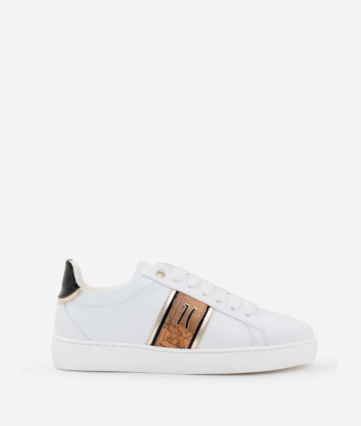 Sneakers in smooth leather metallized details White