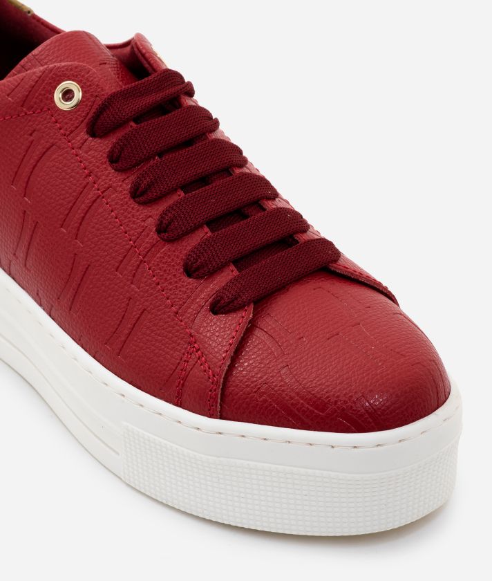 Sneakers in garnet leather red 