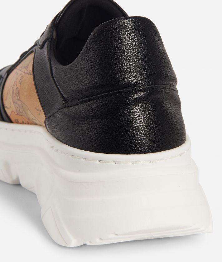 Running sneakers in Black laminated eco-leather
