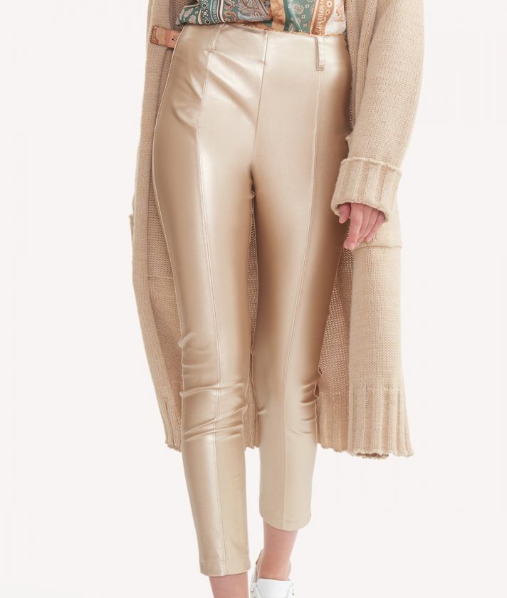 Leggings trousers in econappa laminated Gold