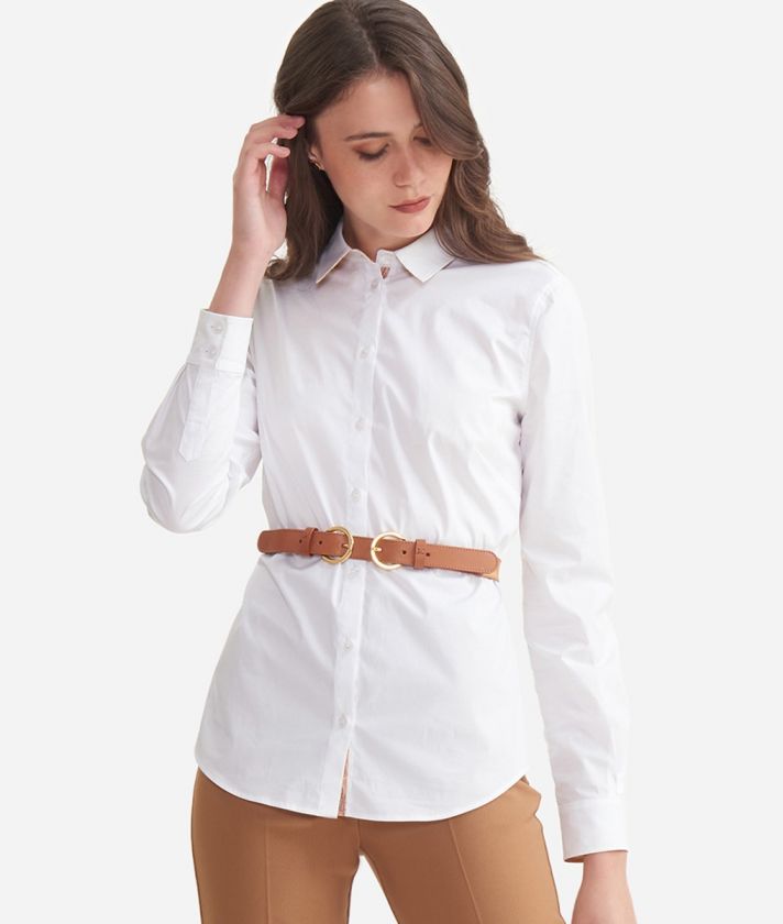 Slim fit shirt in stretch poplin cotton White