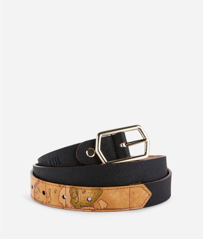 Palace City reversible belt in saffiano fabric black
