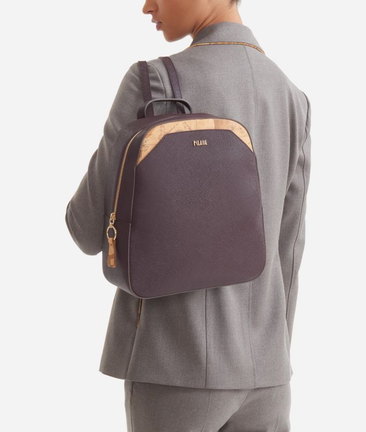 Palace City backpack in saffiano fabric plum