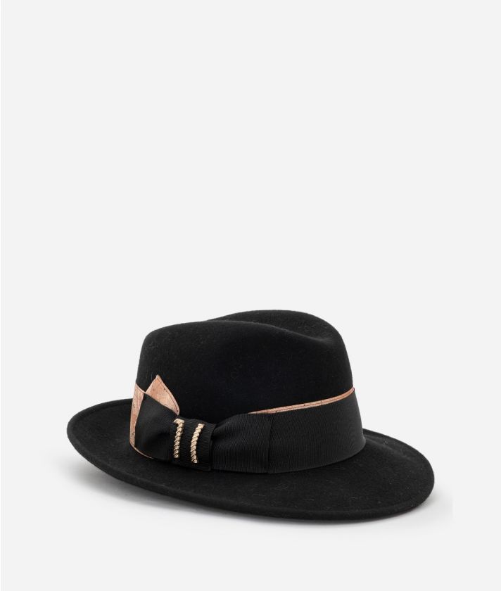 Women’s hat in felt with 1C torchon logo Black