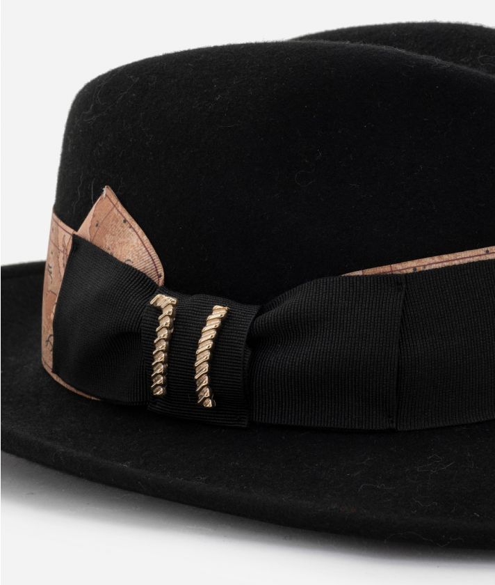 Women’s hat in felt with 1C torchon logo Black