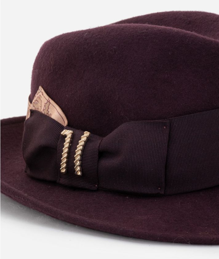 Women’s hat in felt with 1C torchon logo Plum