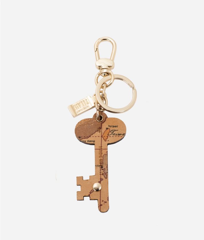 Keyholder antique key in leather Brown