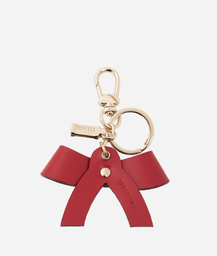 Keyholder bow in leather Red