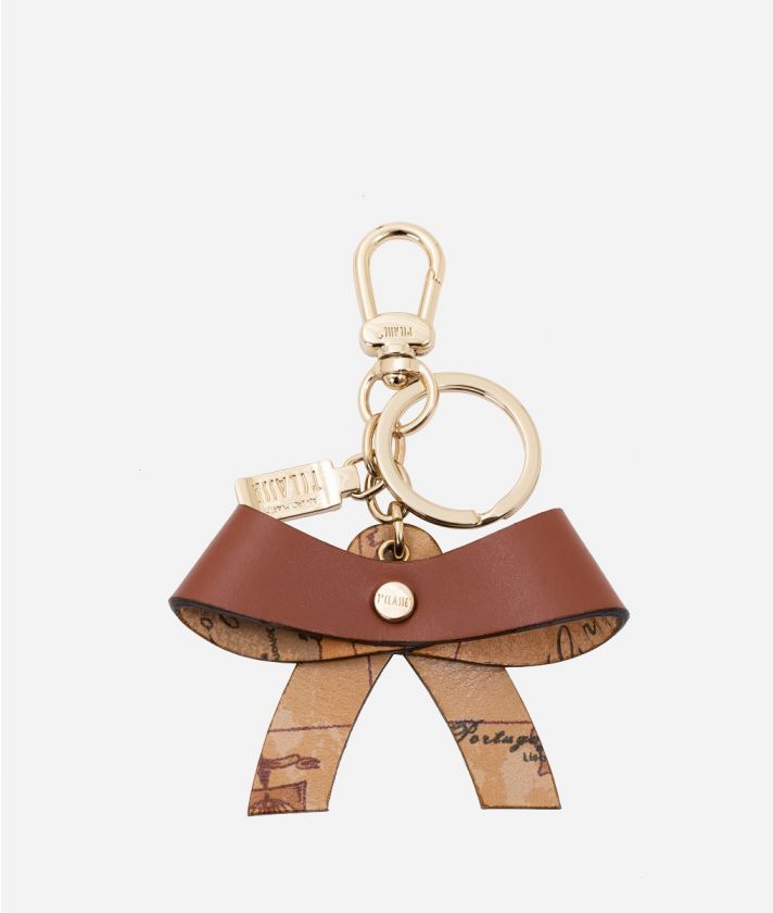 Keyholder bow in leather Brown