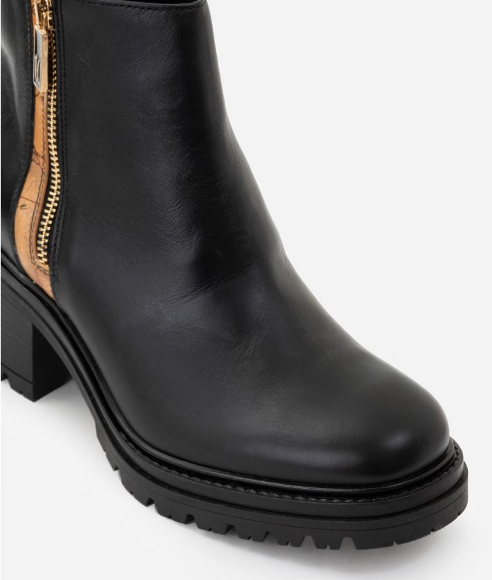 Ankle boots in leather and Geo Classic insert Black