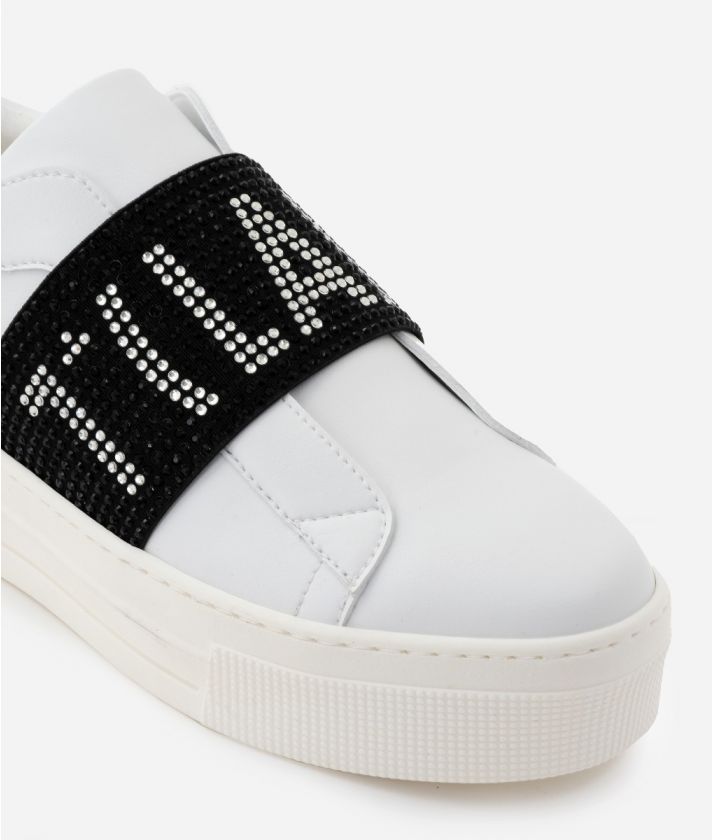 Sneakers in ecopelle con elastico bianche