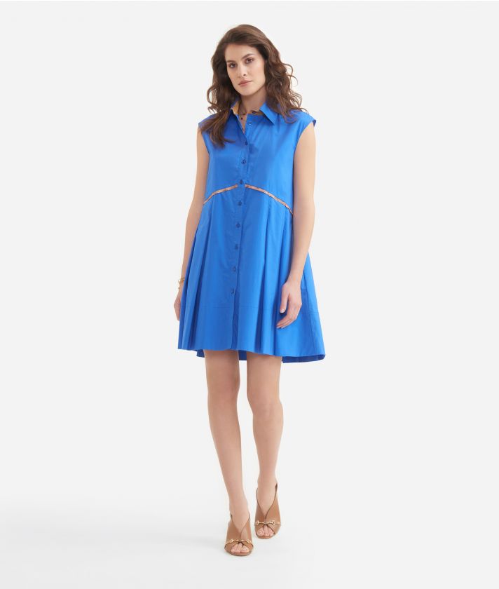 Dress with folds in poplin cotton Bluette