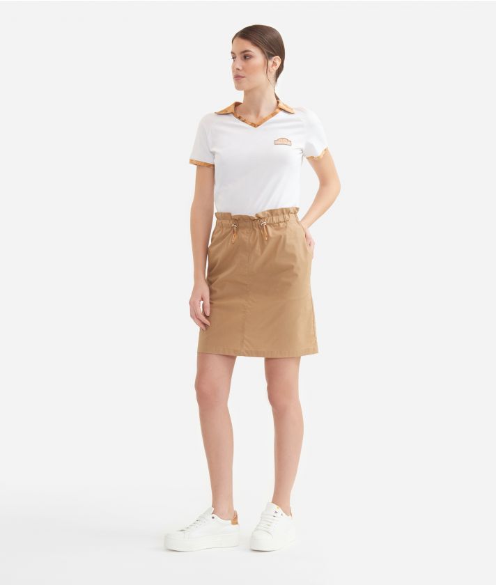 Crispy poplin cotton skirt Desert