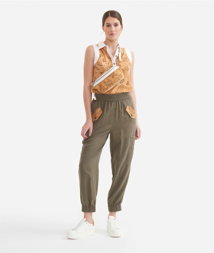 Joggers trousers with pockets in fluid peach hand Olive