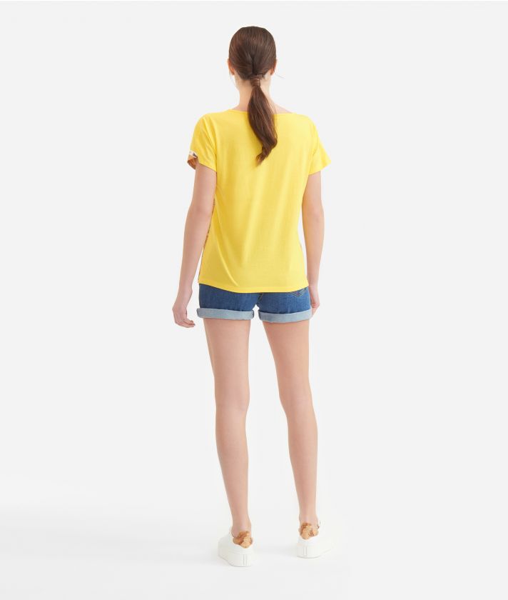 Cotton jersey t-shirt with Geo Classic inserts Yellow Sun