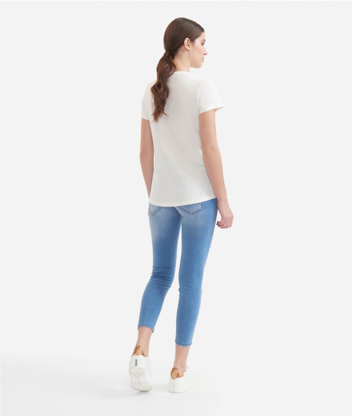 T-shirt with pockets in cotton jersey Chalk