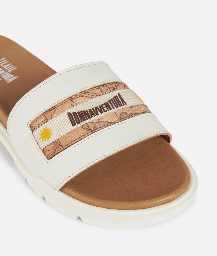 Eco-leather slippers with Donnavventura band White
