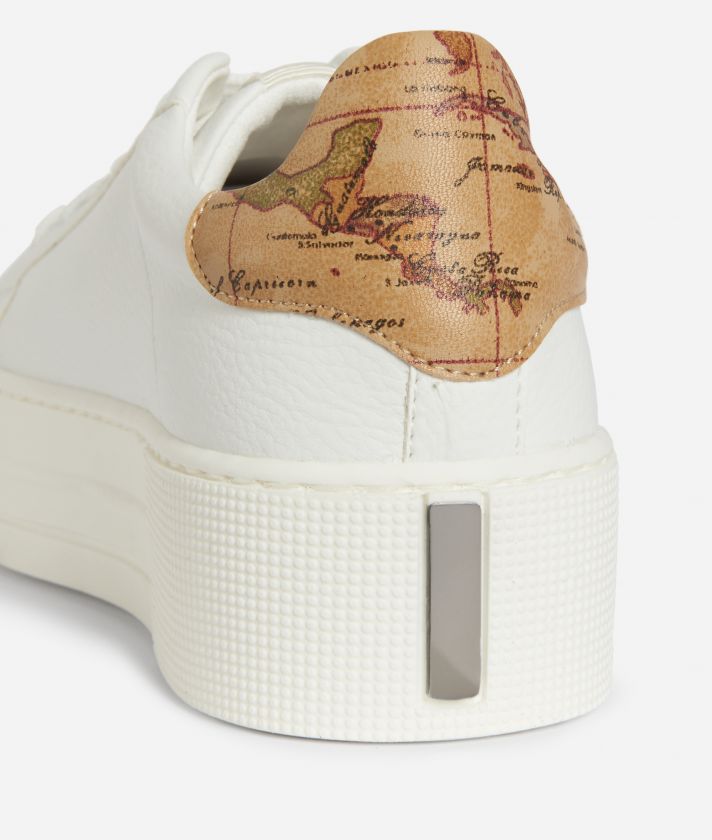 Sneakers con fondo a cassetta in ecopelle Bianche