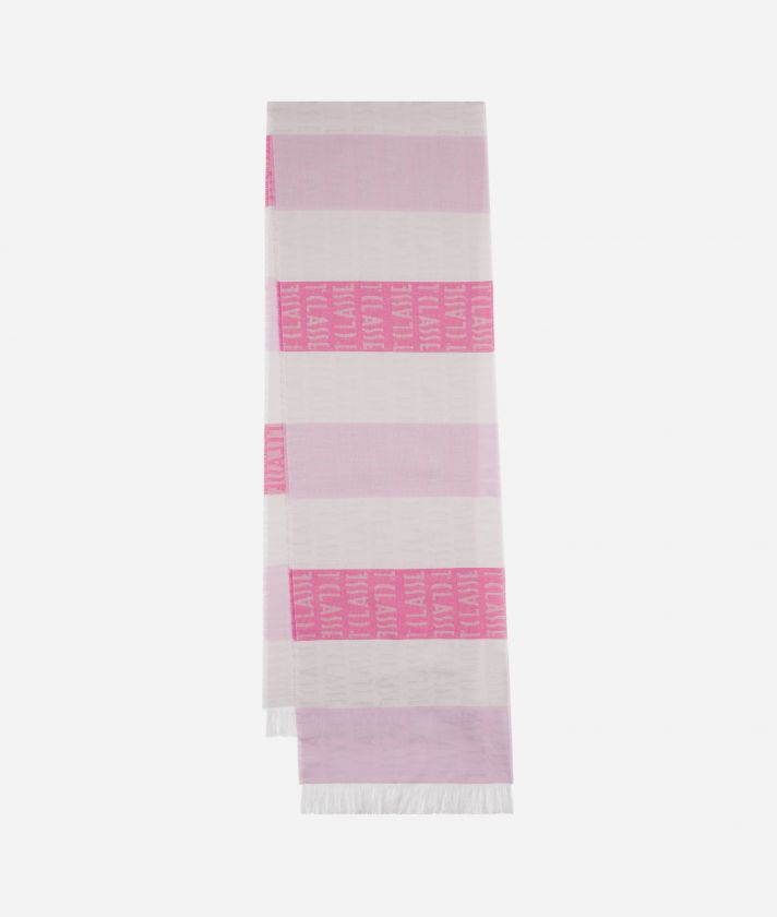 1A Classe Stripe Scarf 30 x 200 Candy Pink