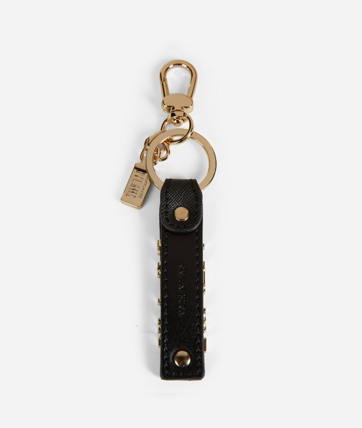 Leather logo lettering Keychain Black 