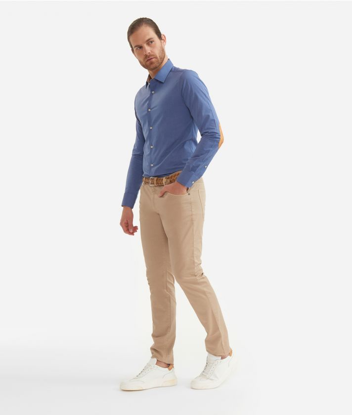 Camicia super slim fit con toppe in puro cotone Blu Jeans
