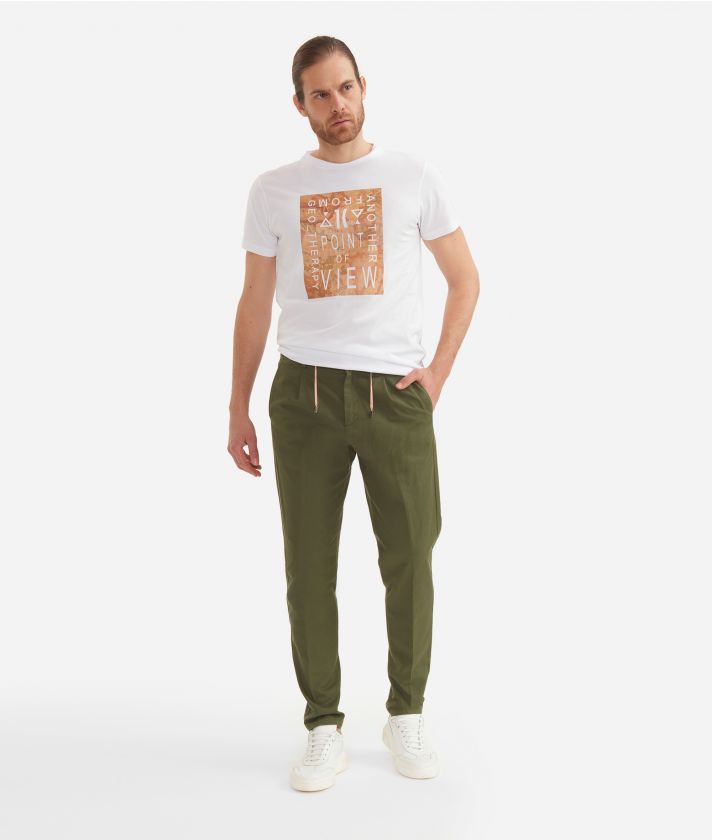 Baggy pants with drawsting closure Olive Green