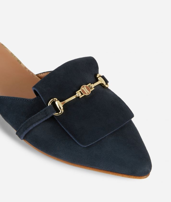 Slipper in suede leather and horsebit detail Midnight Blue
