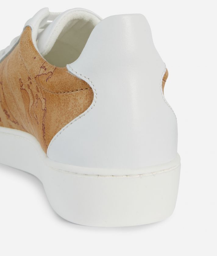 Smooth leather sneakers with Geo Classic fabric details White