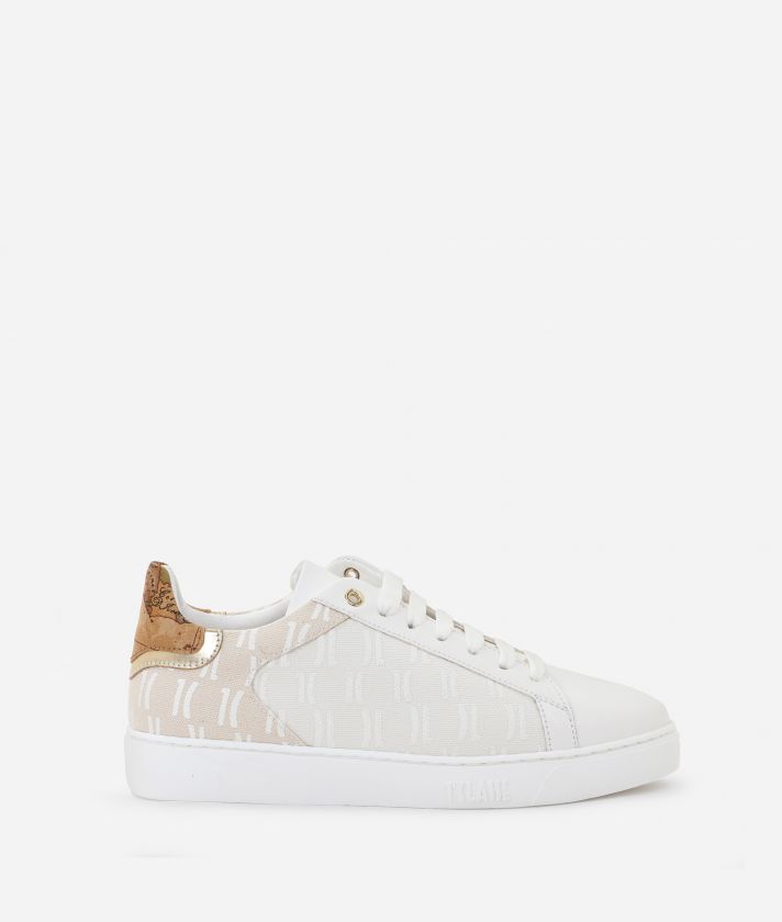 Sneakers in ecopelle liscia con stampa Monogram Bianche