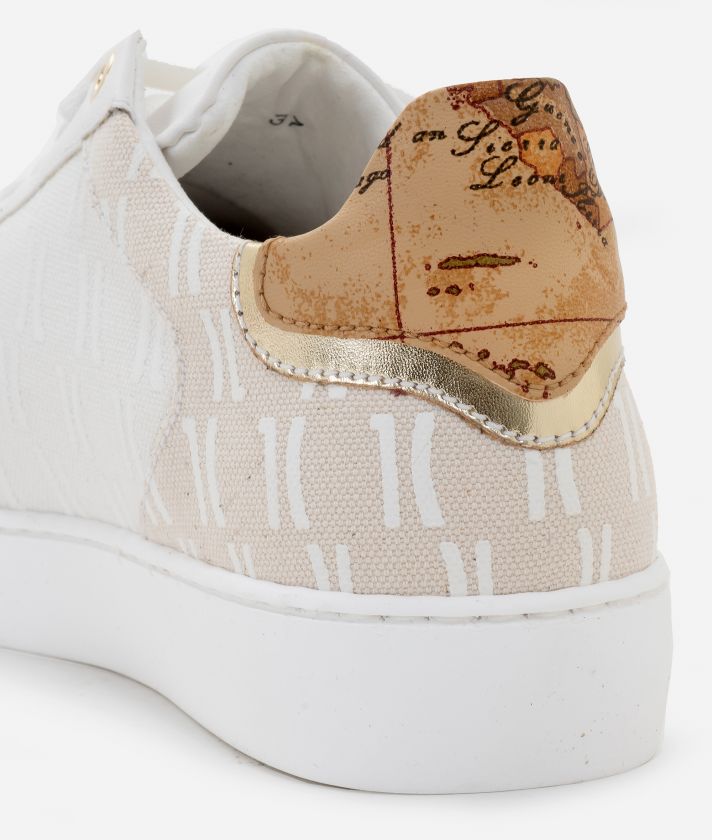 Sneakers in ecopelle liscia con stampa Monogram Bianche