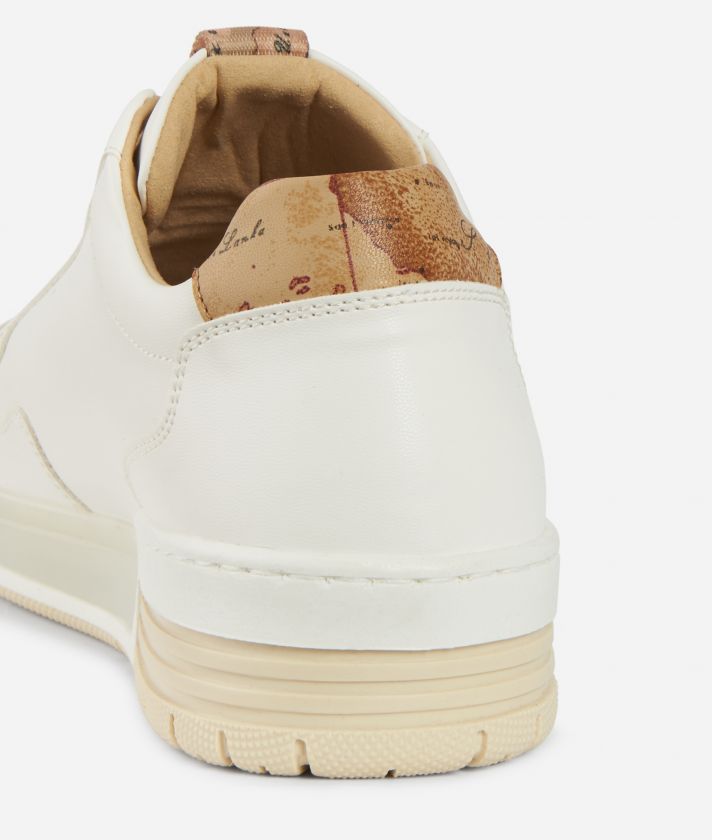 Sneakers in ecopelle e dettaglio 1C con strass Bianche