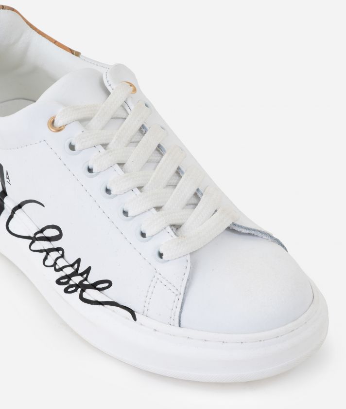 Smooth leather sneakers with #1Classe lettering White