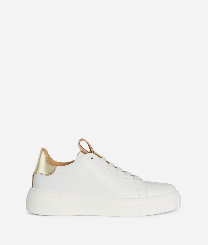 Sneakers in smooth eco-leather with Geo Classic print ribbon White