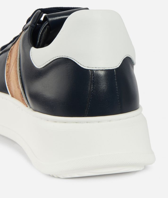 Sneakers in pelle liscia con dettaglio nastro stampa Geo Classic Blu